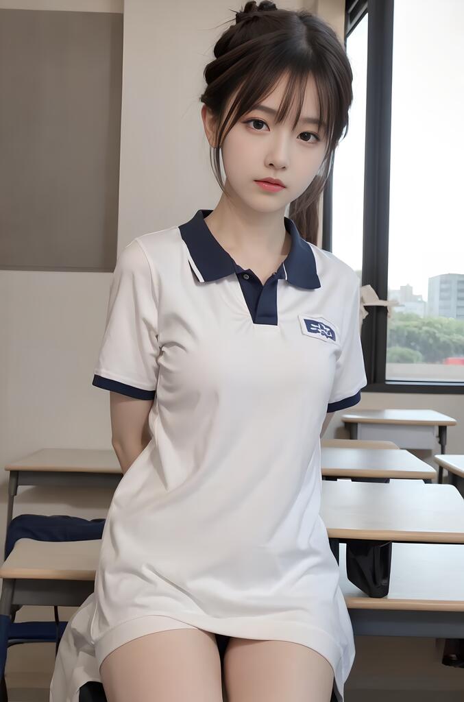 坐在桌子上的校服妹妹演示图1