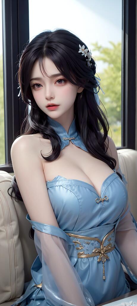 蓝色裙摆演示图1