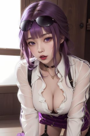 AI绘画 眼镜美女_紫发系列 [55P] [85M]-PV站