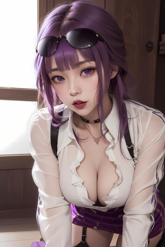 AI绘画 眼镜美女_紫发系列 [55P] [85M] - PV站-PV站