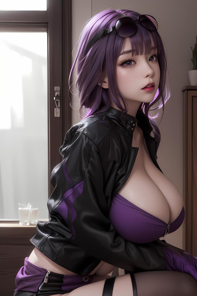 眼镜美女_紫发系列演示图1