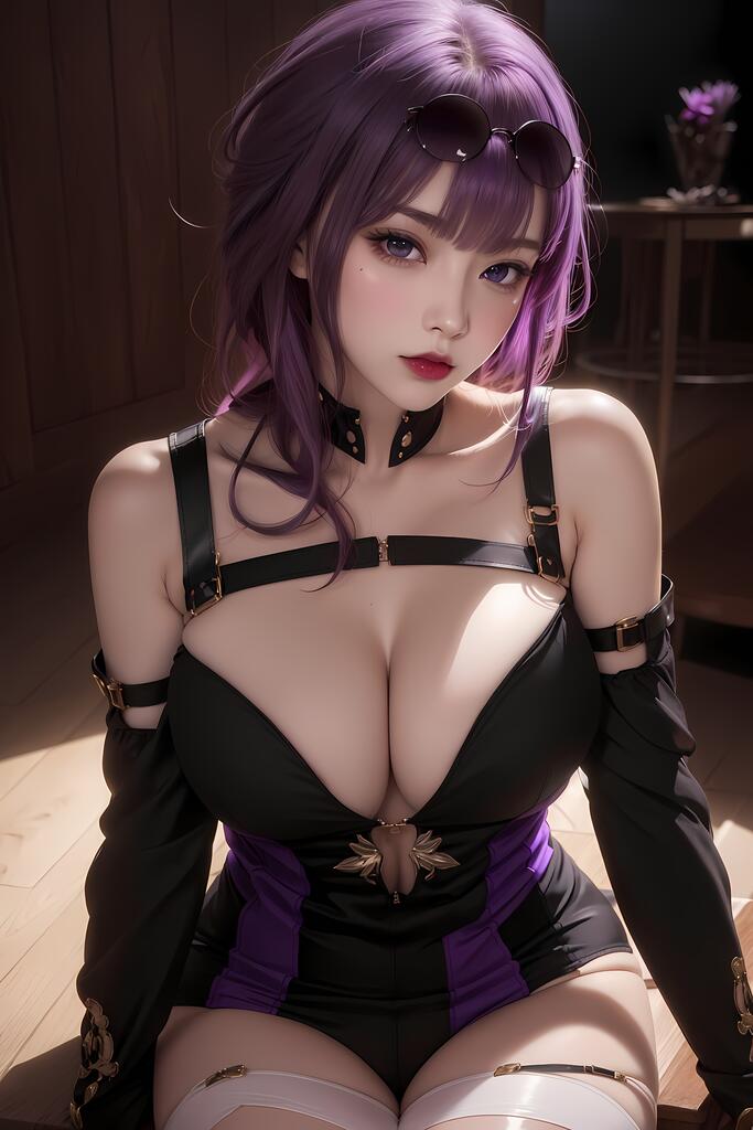 眼镜美女_紫发系列演示图1