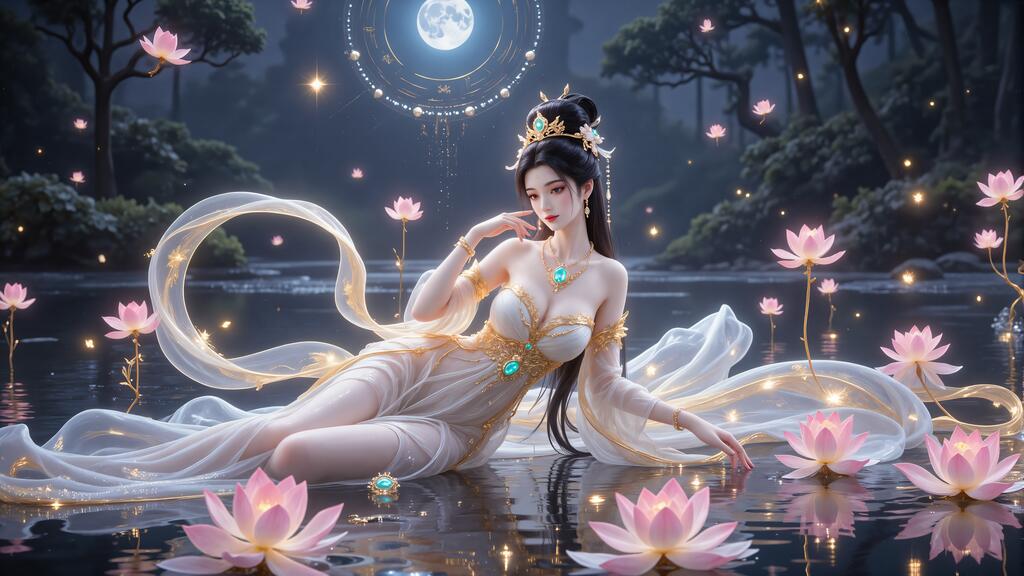 荷塘美女演示图1